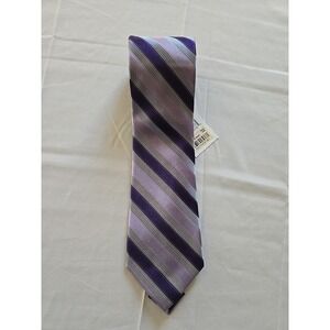 NWT Calvin Klein Purple Gray Striped Silk Tie Mens Business Macys